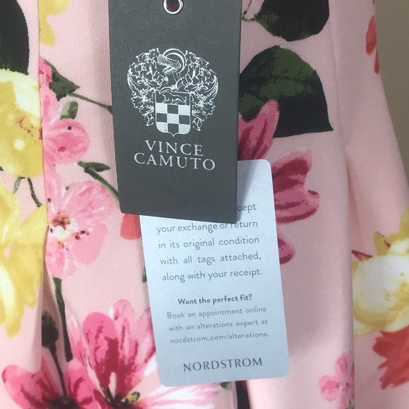 VINCE CAMUTO Womens Mini Light Pink Floral Halter Scuba Summer Dress Size 6P NEW - Picture 11 of 15